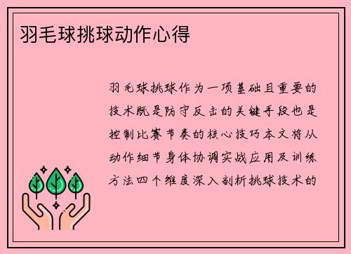 羽毛球挑球动作心得